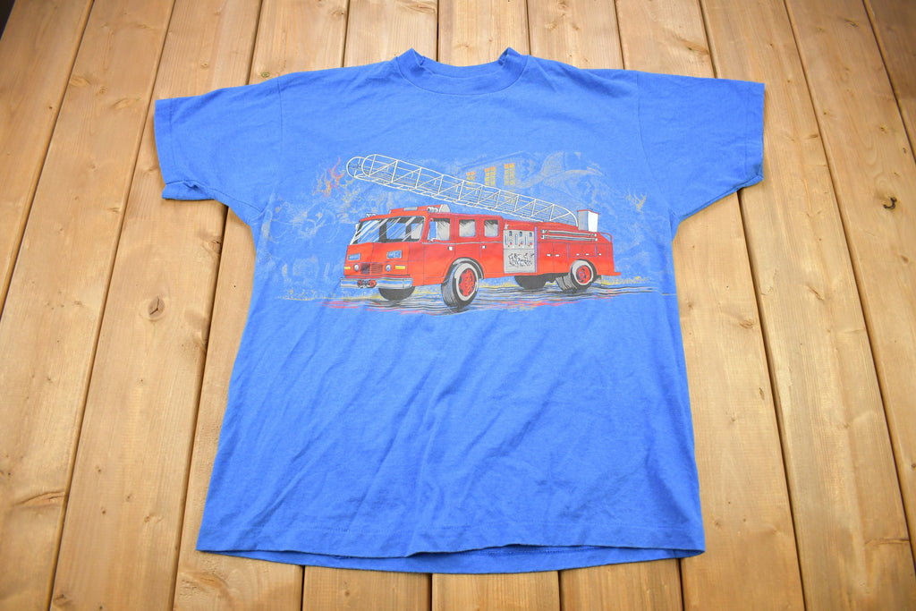 Vintage 1990s Firetruck Graphic T Shirt / Vintage T Shirt / Streetwear / Graphic Tee / Single Stitch / Made In USA