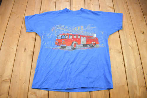 Vintage 1990s Firetruck Graphic T Shirt / Vintage T Shirt / Streetwear / Graphic Tee / Single Stitch / Made In USA