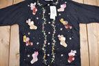 Vintage 1990s Headstock B.P Design Christmas Theme Knit Cardigan Sweater