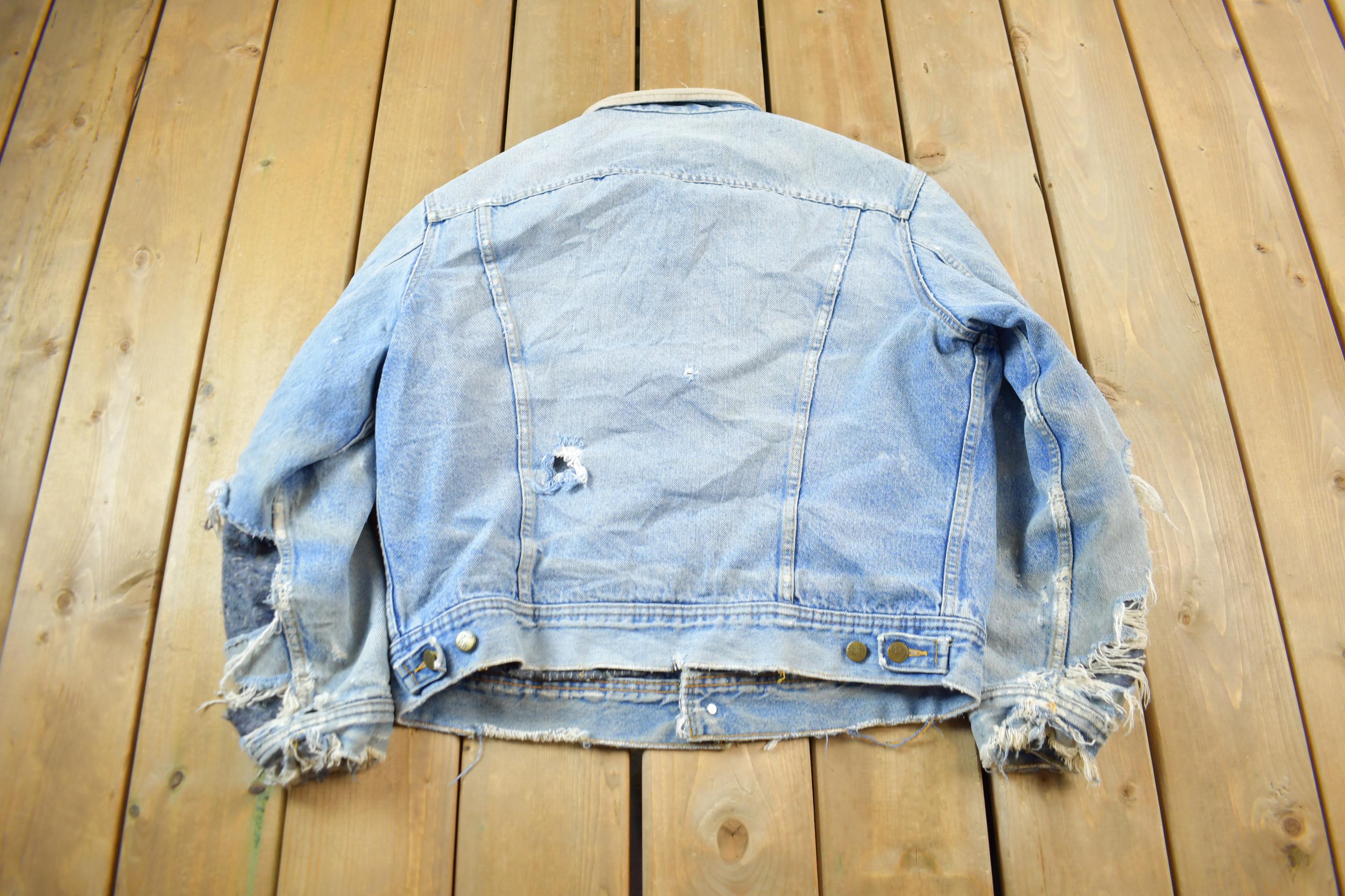 Vintage 1980s THRASHED Lee Storm Rider Blanket Lined Jean Jacket