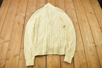 Vintage 1970s Sears Men's Store 3D Cable Knit Cardigan Sweater