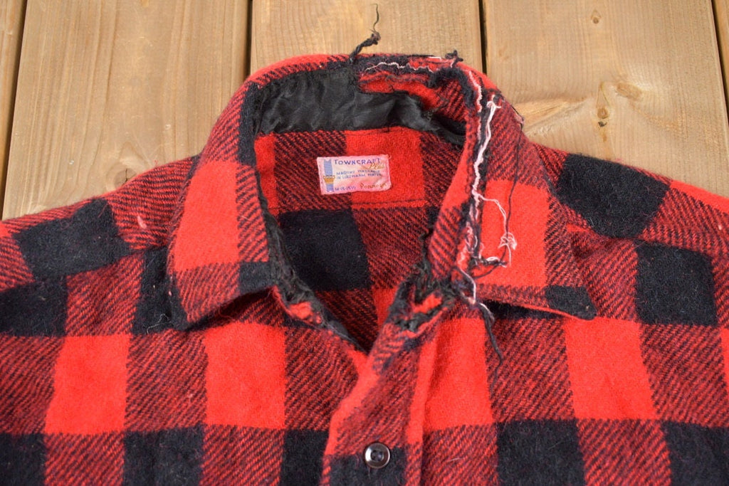Vintage 1970s Town Craft Buffalo Plaid Button Up Shirt