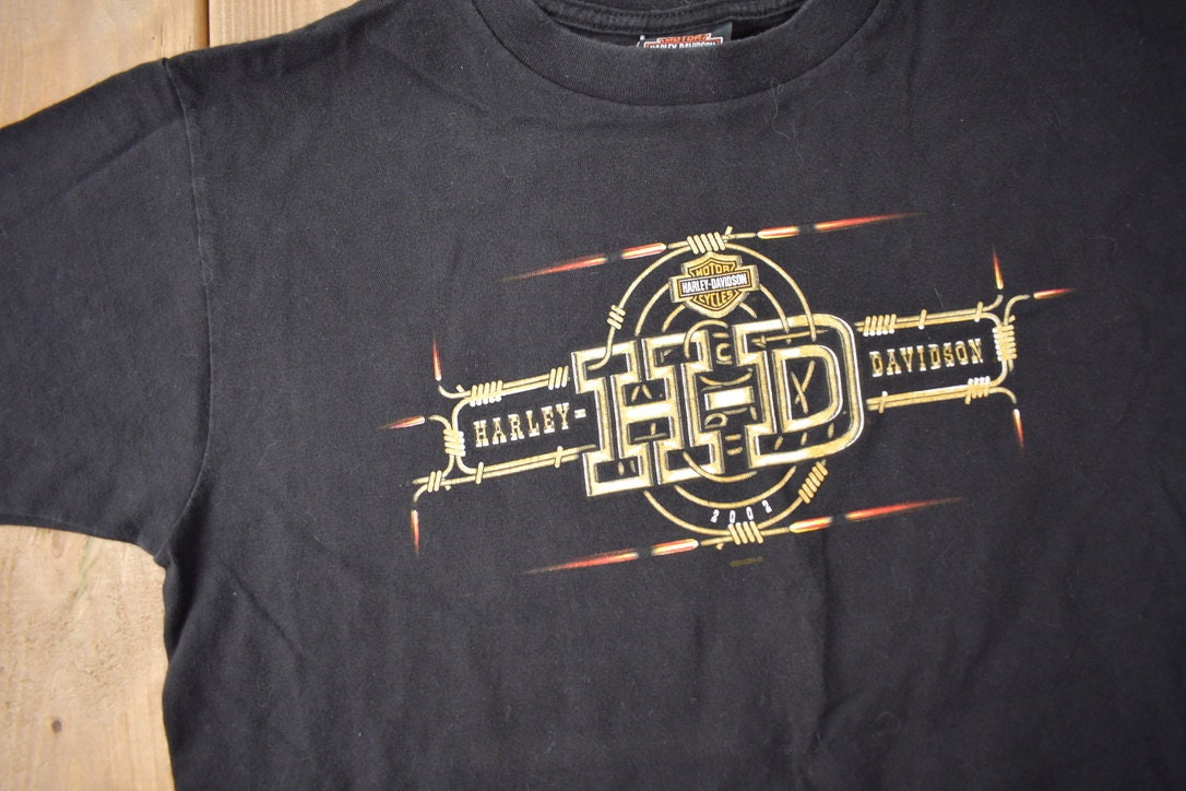 Vintage 2002 Harley Davidson Motorcycles Kansas City Mo Graphic T-Shirt Size M
