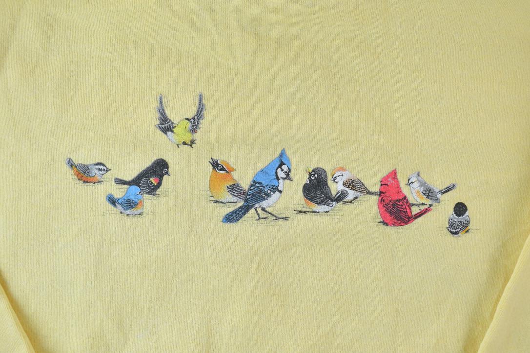 Vintage 1990s Morning Sun Blue Jay Cardinal Collared Outdoorsman Crewneck Sweatshirt