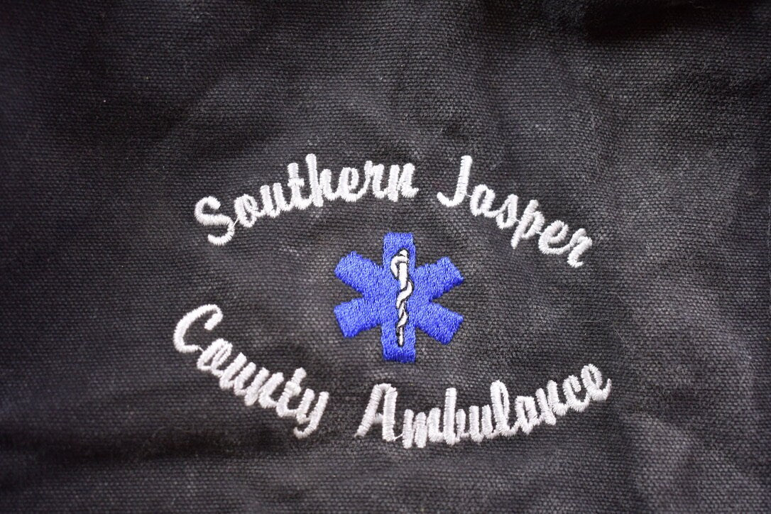 Vintage 1990s Carhartt Sherpa Lined Southern Jasper Country Ambulance Embroidered Sierra Sandstone Jacket