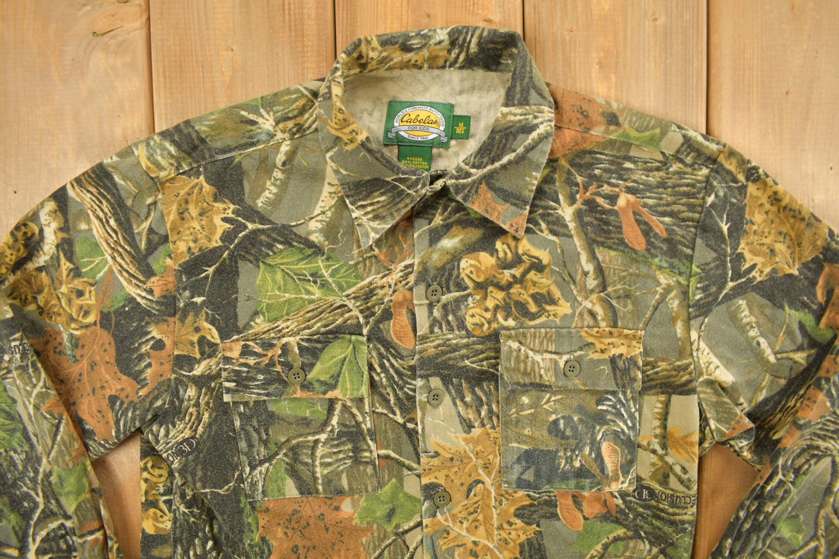 Vintage 1990s Cabela's For Kids Tree Camouflage Button Up Shirt