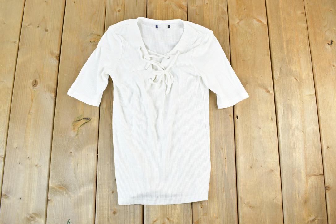 Women Vintage Vigoss Y2K Blank White T-Shirt / Vigoss Grunge Skull Print / Contrast Stitch / Internet Famous Clothing / Over Dyed