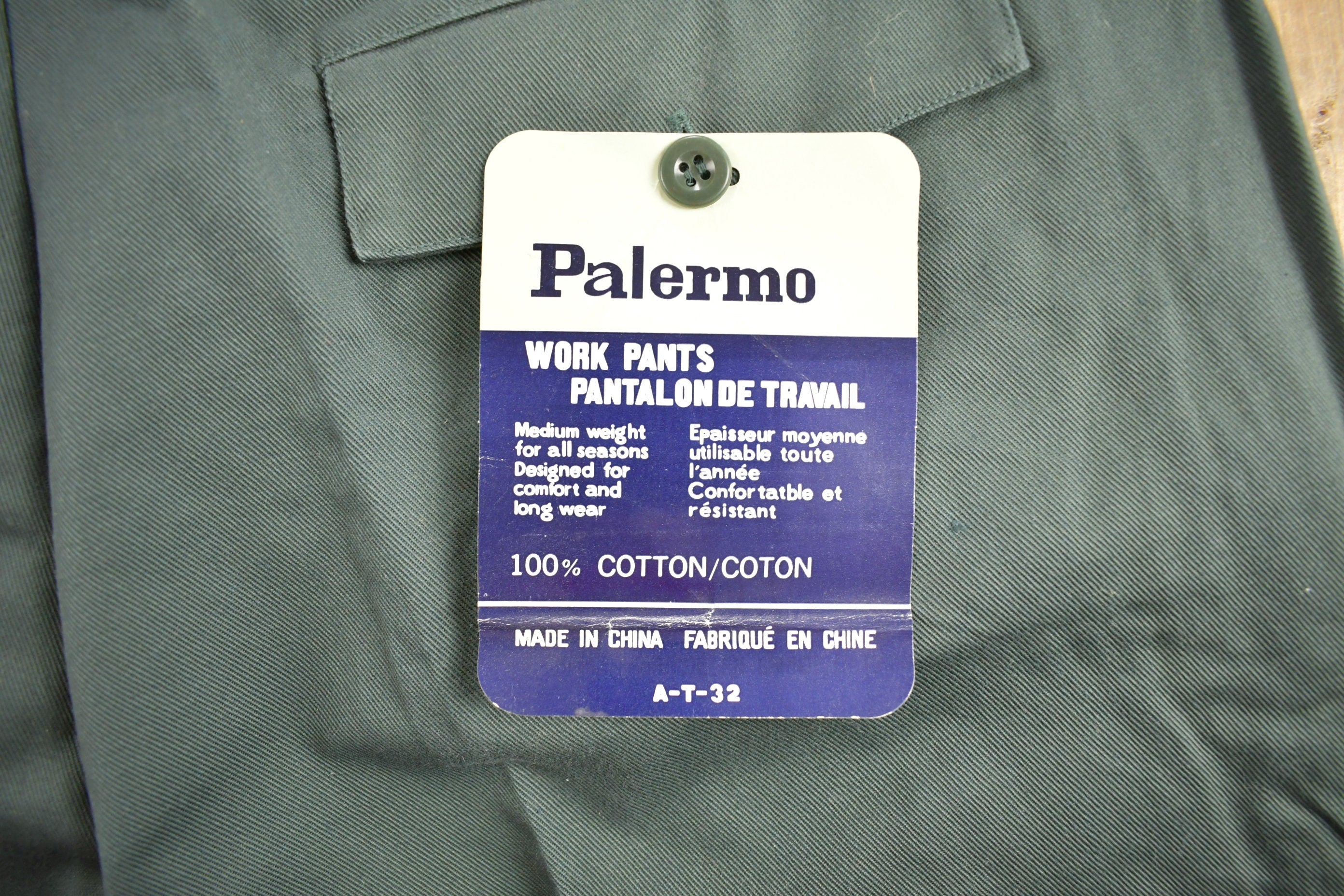 Vintage 1990s Grey Palermo Work Pants Trousers Size 33 x 30