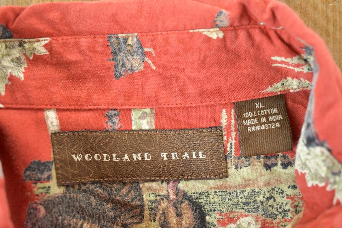 Vintage 1990s Woodland Trail AOP Pheasant Print Button Up Shirt Men's L