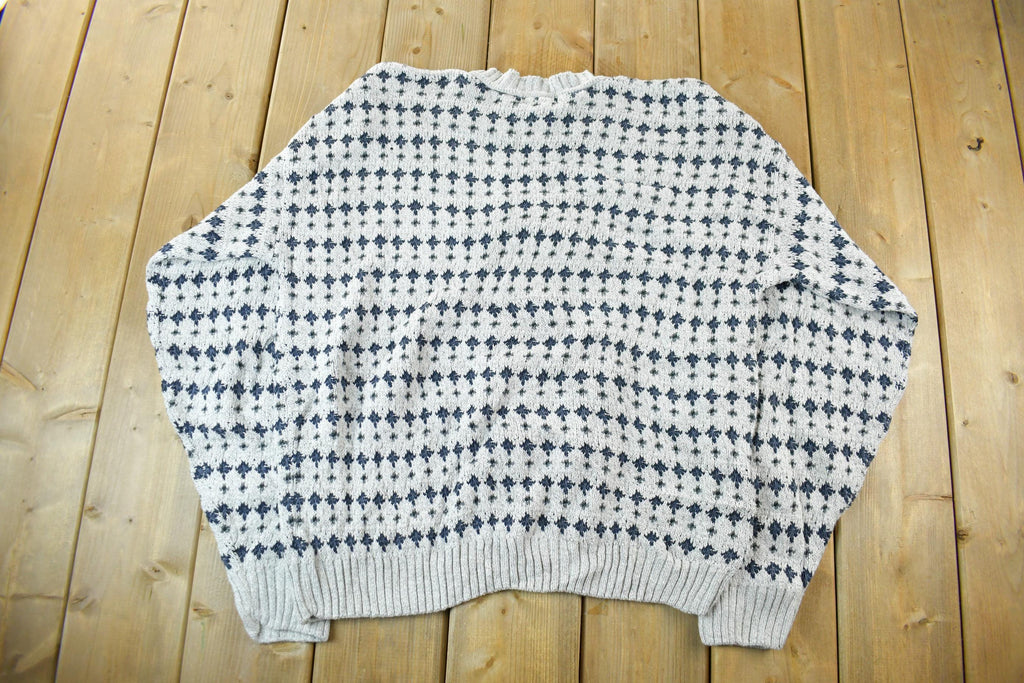 Vintage 1990s Towncraft Knit Abstract Pattern Crewneck Sweater Men's Large  Made In USA  90s Crewneck  Preppy Knits