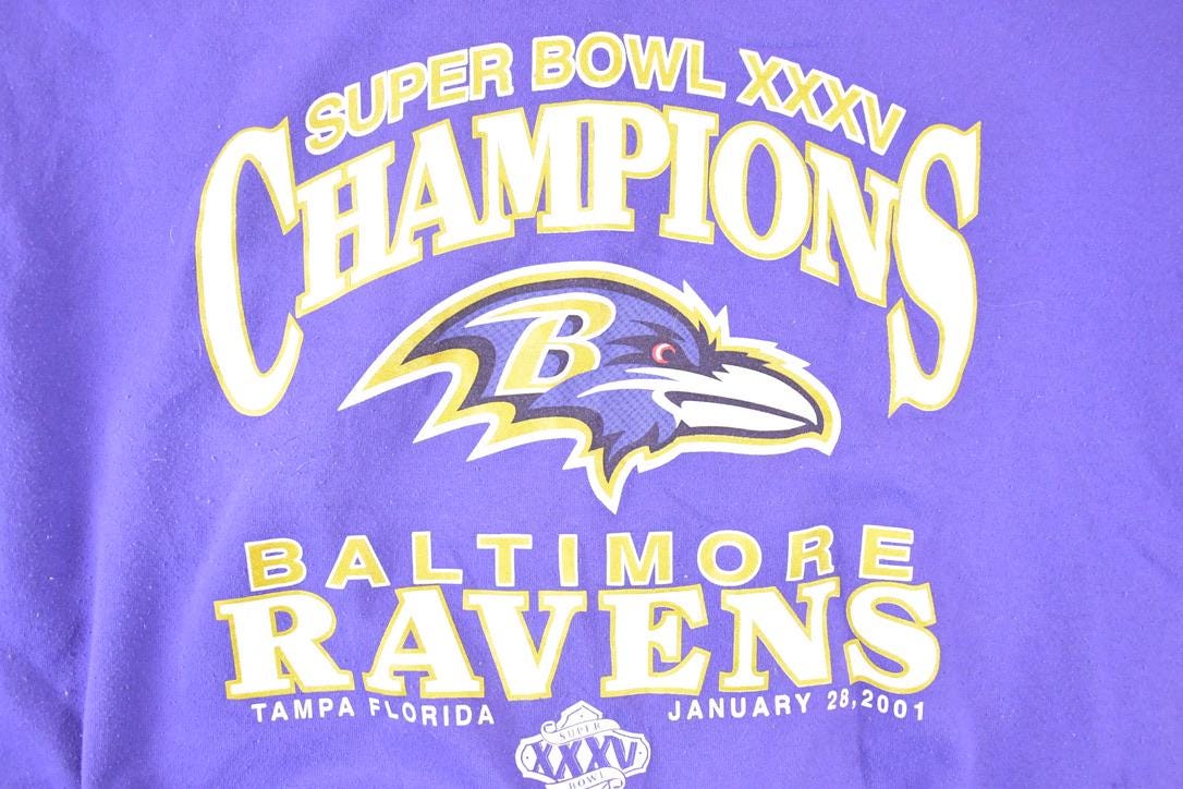 Vintage 2001 Baltimore Ravens Superbowl Champions NFL Crewneck Sweatshirt Mens XL