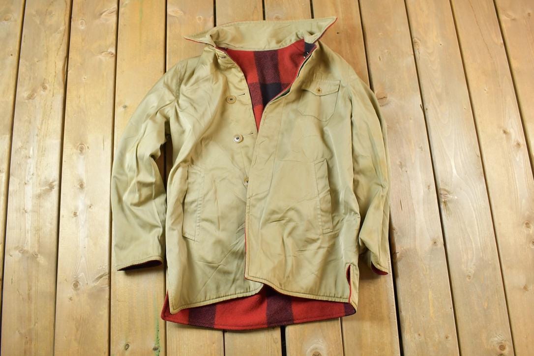 Vintage 1940s Plaid Lumberjack Reversible Midweight Jacket