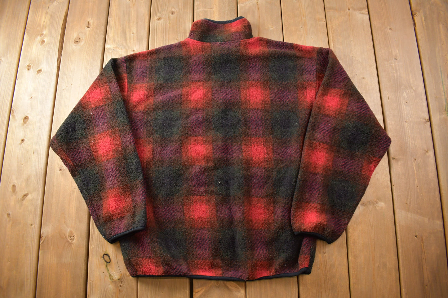 Vintage 1980s Marciano Showdow Plaid Fleece Quarter Zip Sweater / Outdoorsman / 90s Sweater / Streetwear / Hiking / Fleece Zip up / 80s