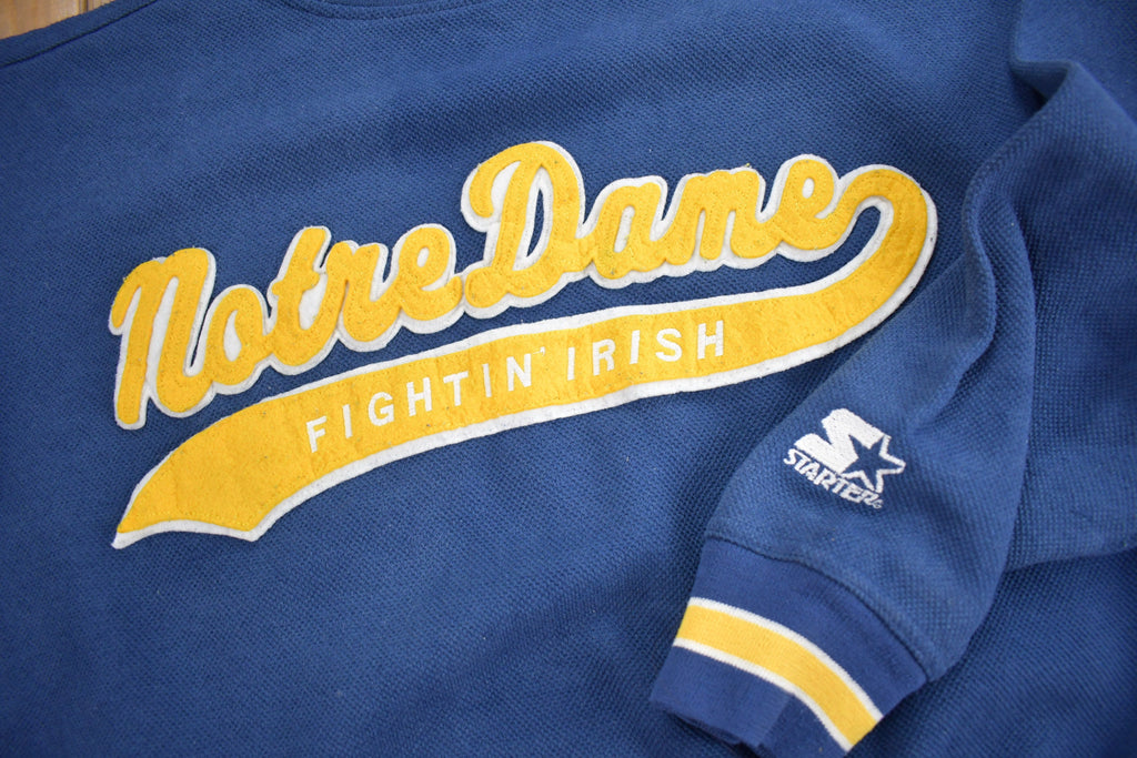 Vintage 1990s University Of Notre Dame Collegiate Starter Crewneck  Embroidered  NCAA Sweatshirt  Sportswear  Americana