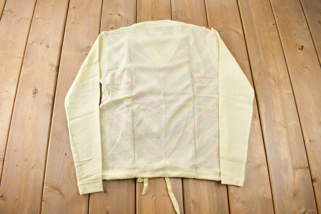 True Vintage 1960s Deadstock Helen Sue Long Sleeve Psychedelic Nylon Blouse Knit Sport Top