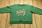 Vintage Christmas Sweater , 90s Holiday Crewneck , Winter Wear , Festive Stocking Graphic Print