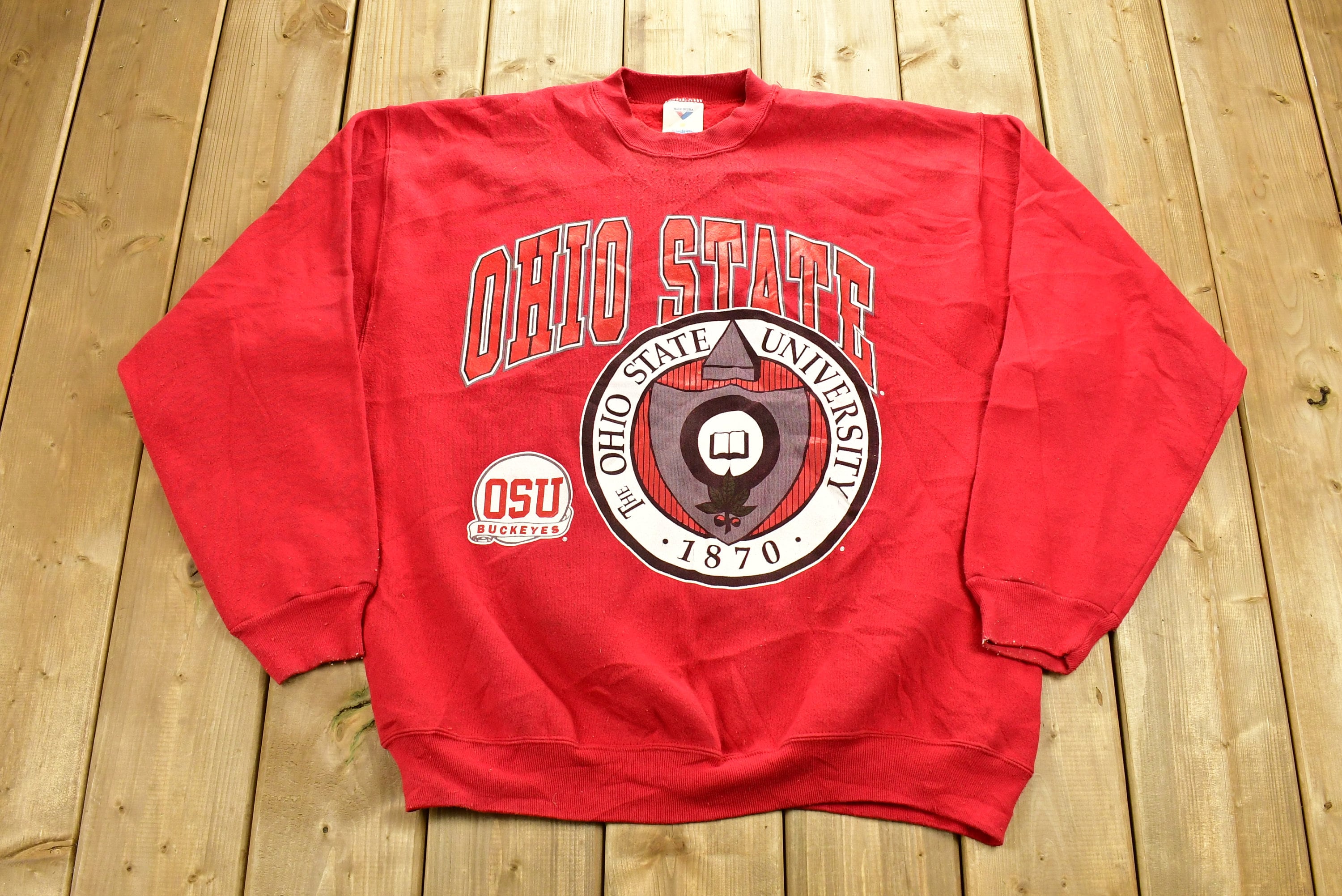 Vintage 1990's University of Ohio State Buckeyes Collegiate Crewneck  Made In USA  NCAA Sweatshirt  Sportswear  Americana