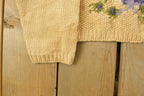 Vintage 1990s Liz Sport Hand Knit Floral Crewneck Sweater Women's M