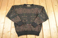 Vintage 1990s Jantzen Knit Crewneck Sweater Men's M / 90's Abstract Pattern 3D Knitted Sweatshirt