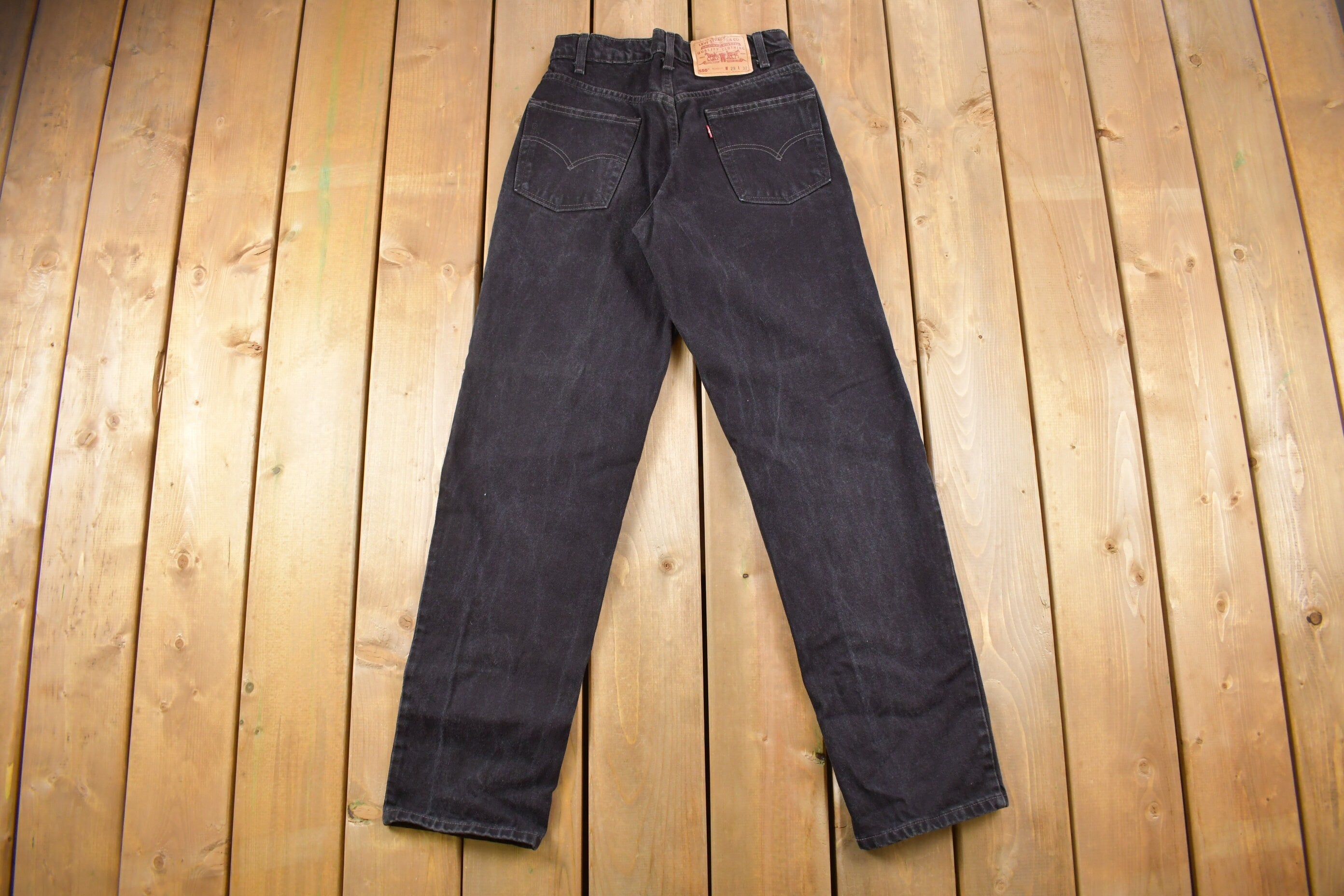 Vintage 1990s Levi's 550 Red Tab Black Denim Jeans Size 26 x 32