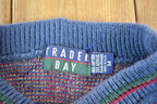 Vintage 1990s Trader Bay Knit Abstract Pattern Crewneck Sweater Mens M  90s Crewneck  Preppy Knits  Wool Blend  Cotton Blend