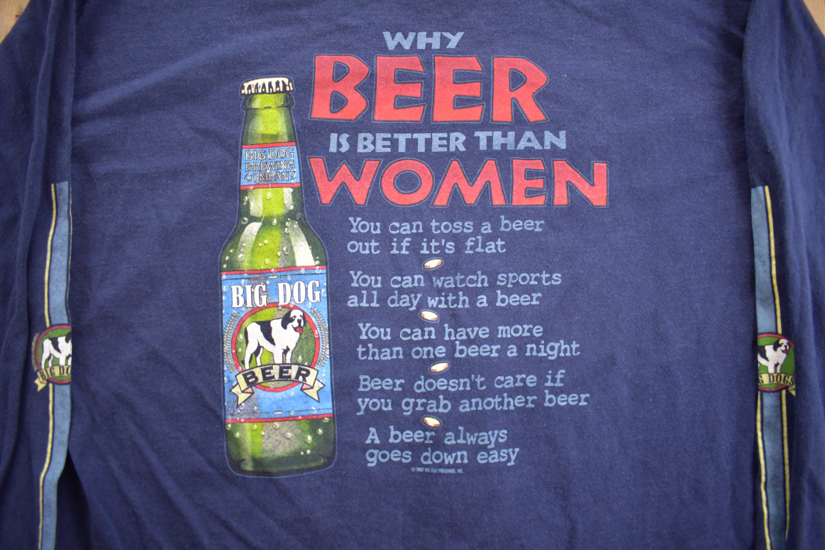 Vintage 1990s Big Dogs 'Why Beer Is Better Than Women' Graphic T-Shirt