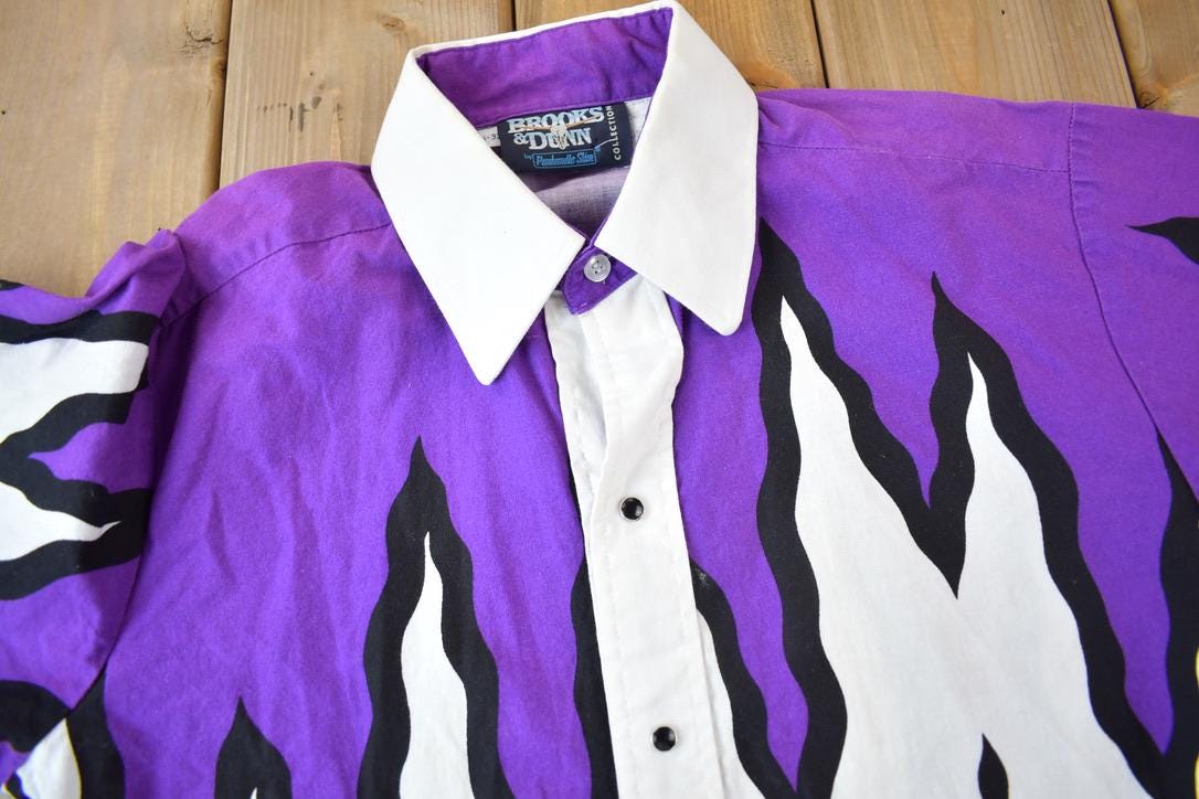 Vintage 1980s Brooks & Dunn Western Style Snap Button Shirt