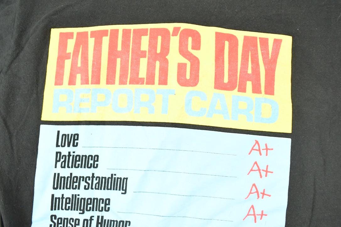 Vintage 1990s Fathers Day Report Card Souvenir T-Shirt Men's M