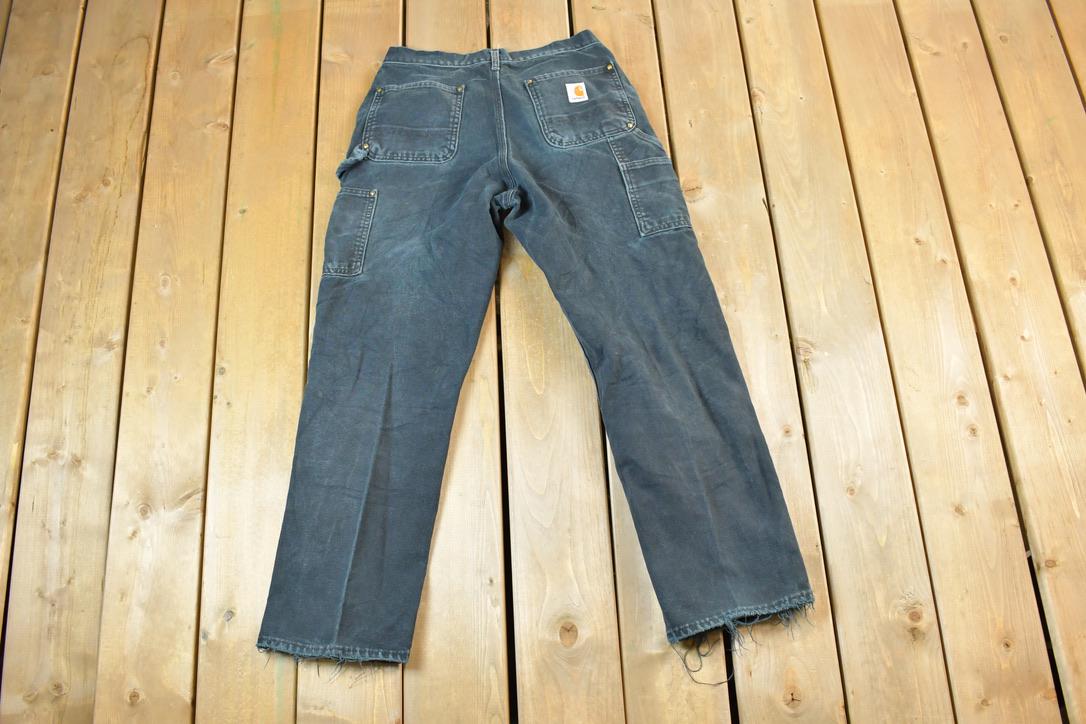 Vintage 1990s Carhartt Double Knee Denim Work Jeans Size 30 x 30 Made In USA