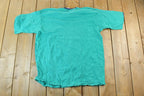 Vintage 1990s Blank Double Collar Double Sleeve Teal T-Shirt