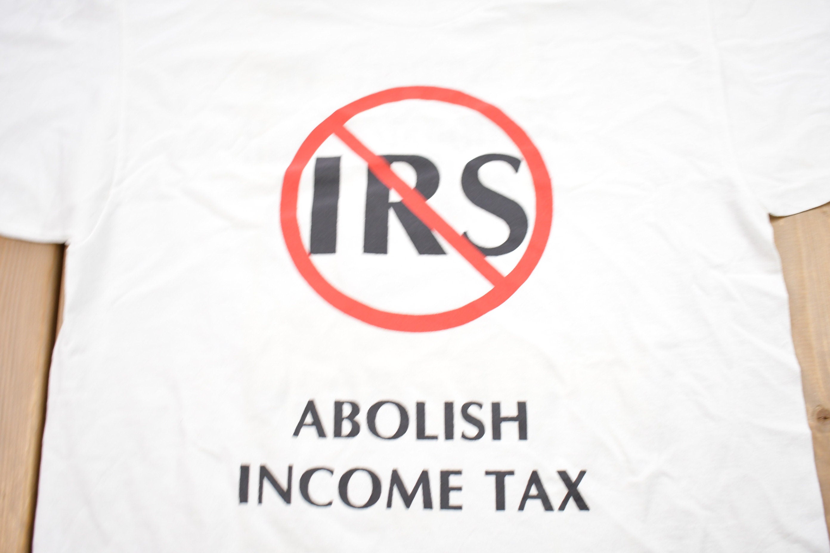Vintage 1990s Abolish Income Tax Graphic T-Shirt Parody