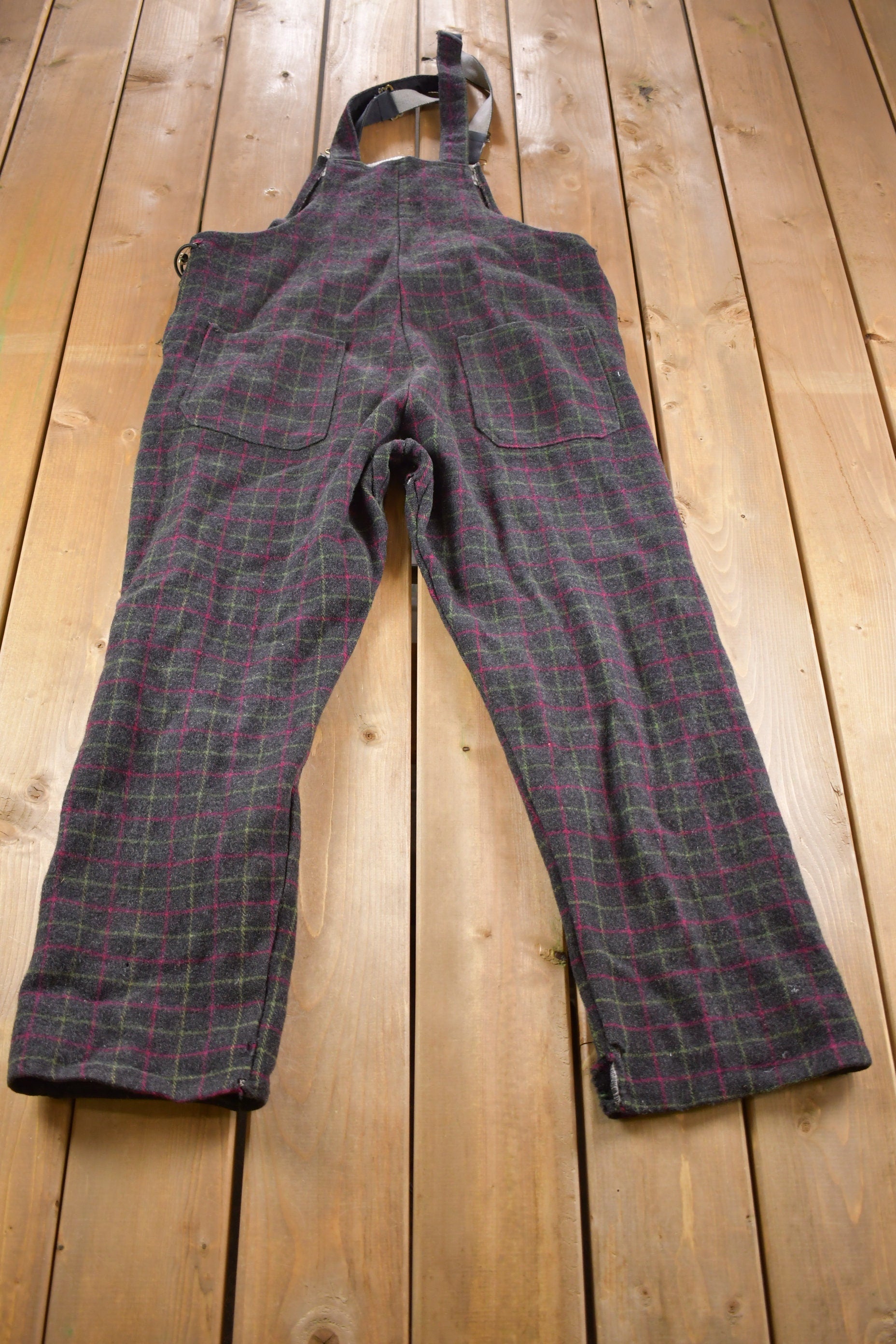 Vintage 1980s Plaid Codet Overalls Size Small