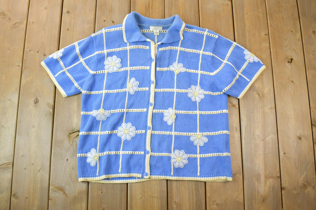Vintage 1990s Christopher And Banks Knit Crewneck Button Up Sweater Shirt