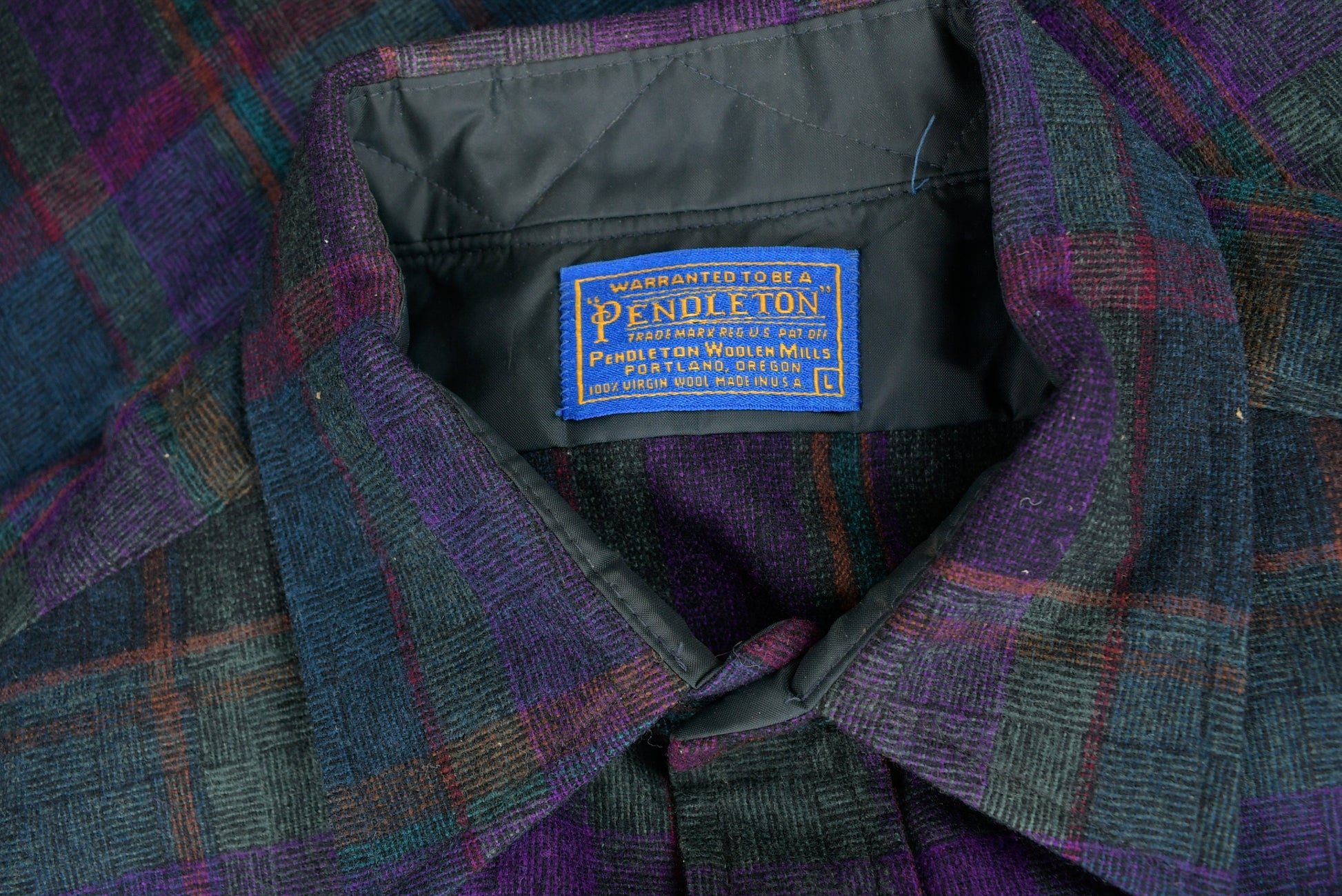 Vintage 1950s Pendleton Plaid Button Up Long Sleeve Shirt