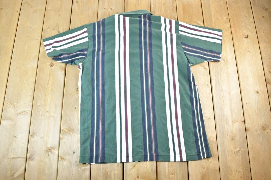 Vintage 1990s Arrow Tournament Striped Button Up Polo Style Shirt