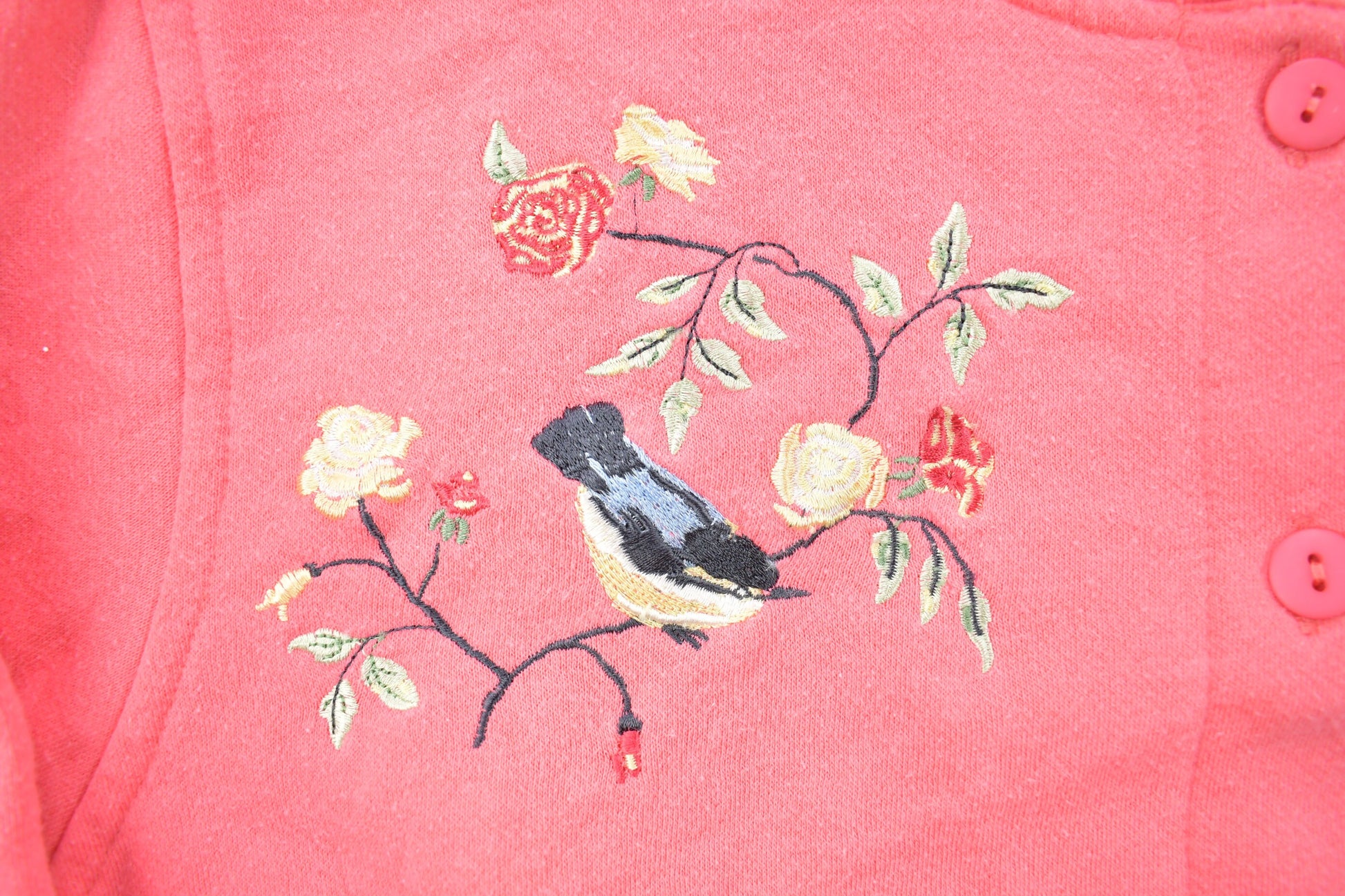 Vintage 1990s Bird Themed Embroidered Crewneck Sweater / 90s Crewneck / Grandma Sweater / Streetwear / Embroidered / Animal Theme / Floral