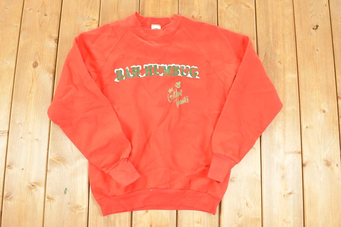 Vintage 1990s Bag Humbug Snow Font Christmas Crewneck Sweatshirt Men's M