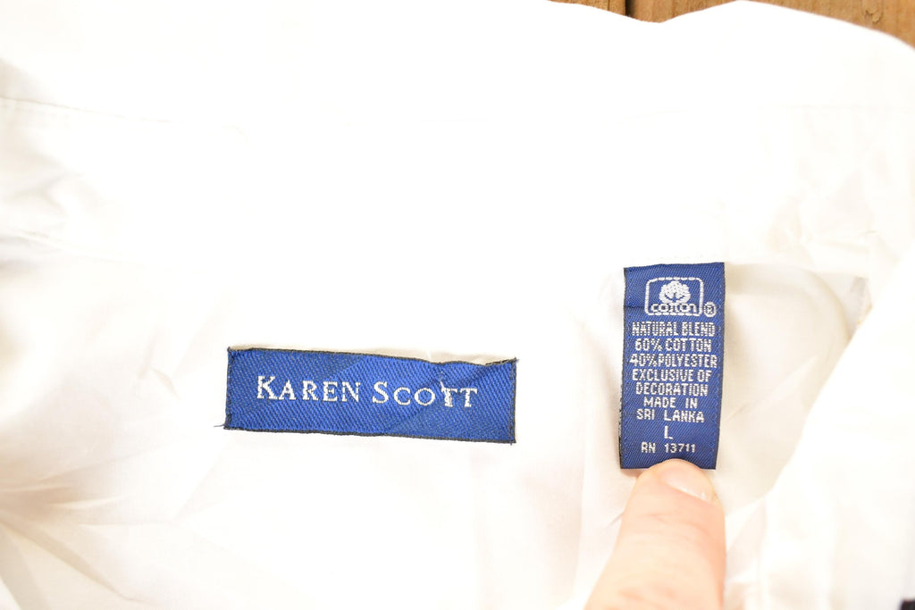 Vintage 1990s Karen Scott Floral christmas Button Up Shirt Women's L