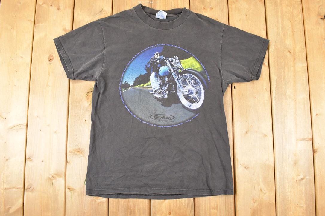 Vintage 1990s Revtech Custom Chrome Bald Eagle Motorcycle Souvenir T-Shirt Men's M