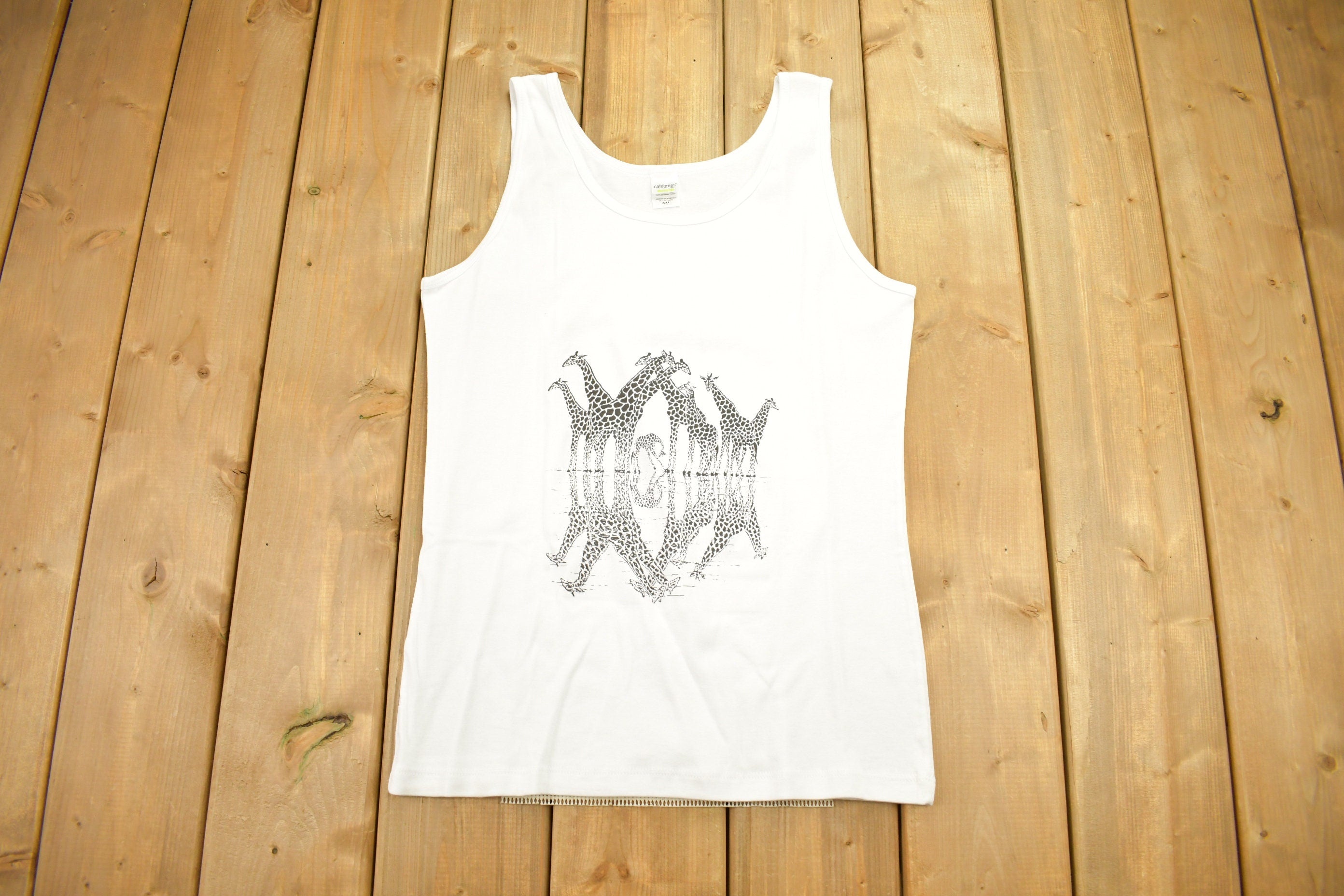 Vintage 1990s Giraffe Jungle Animal Vintage Tank Top Shirt