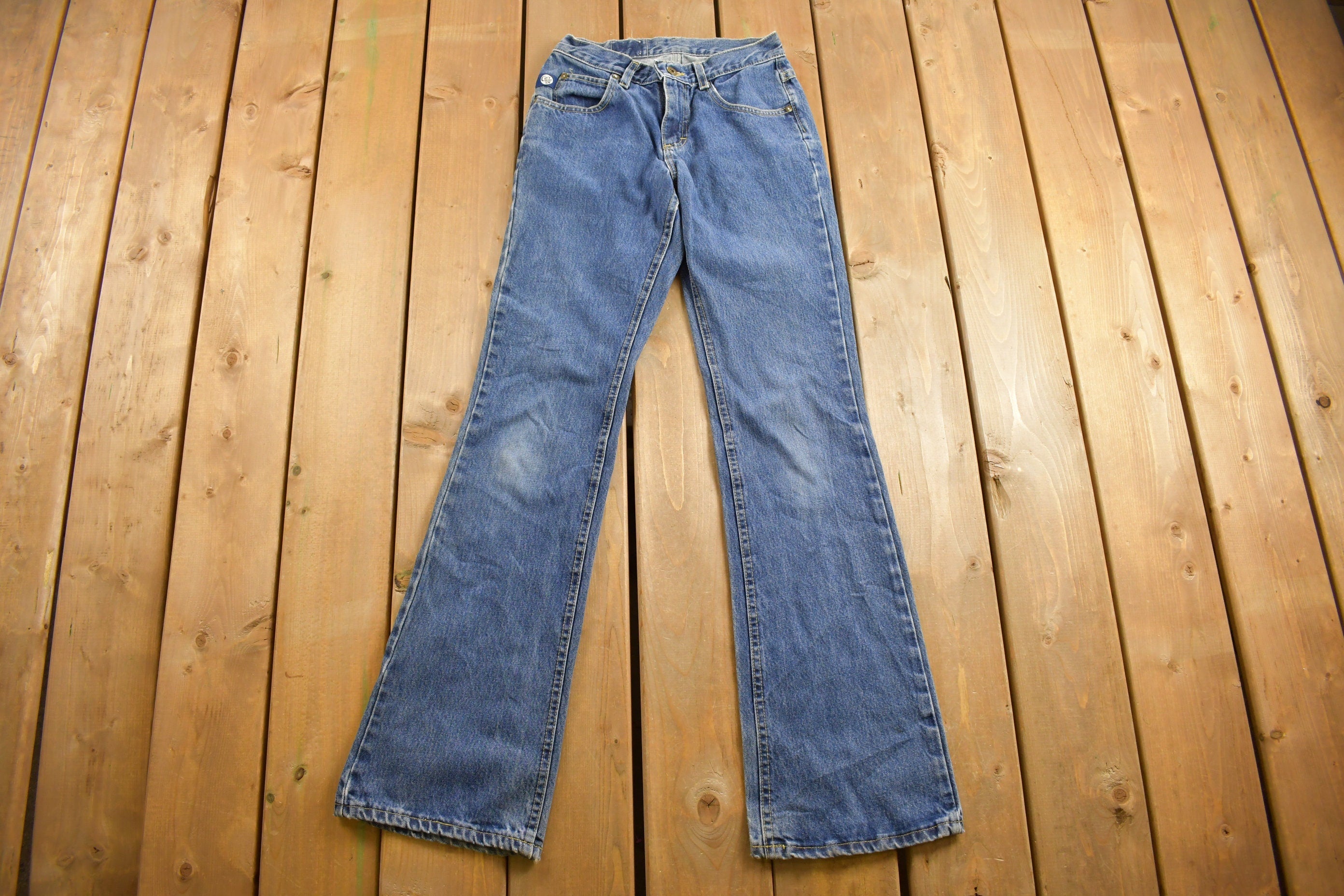 Vintage 1980s Lee Dungarees Flared Jeans Size 26 x 33
