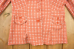 Vintage 1960s Orange Geo Metric Pattern Button Up Overcoat