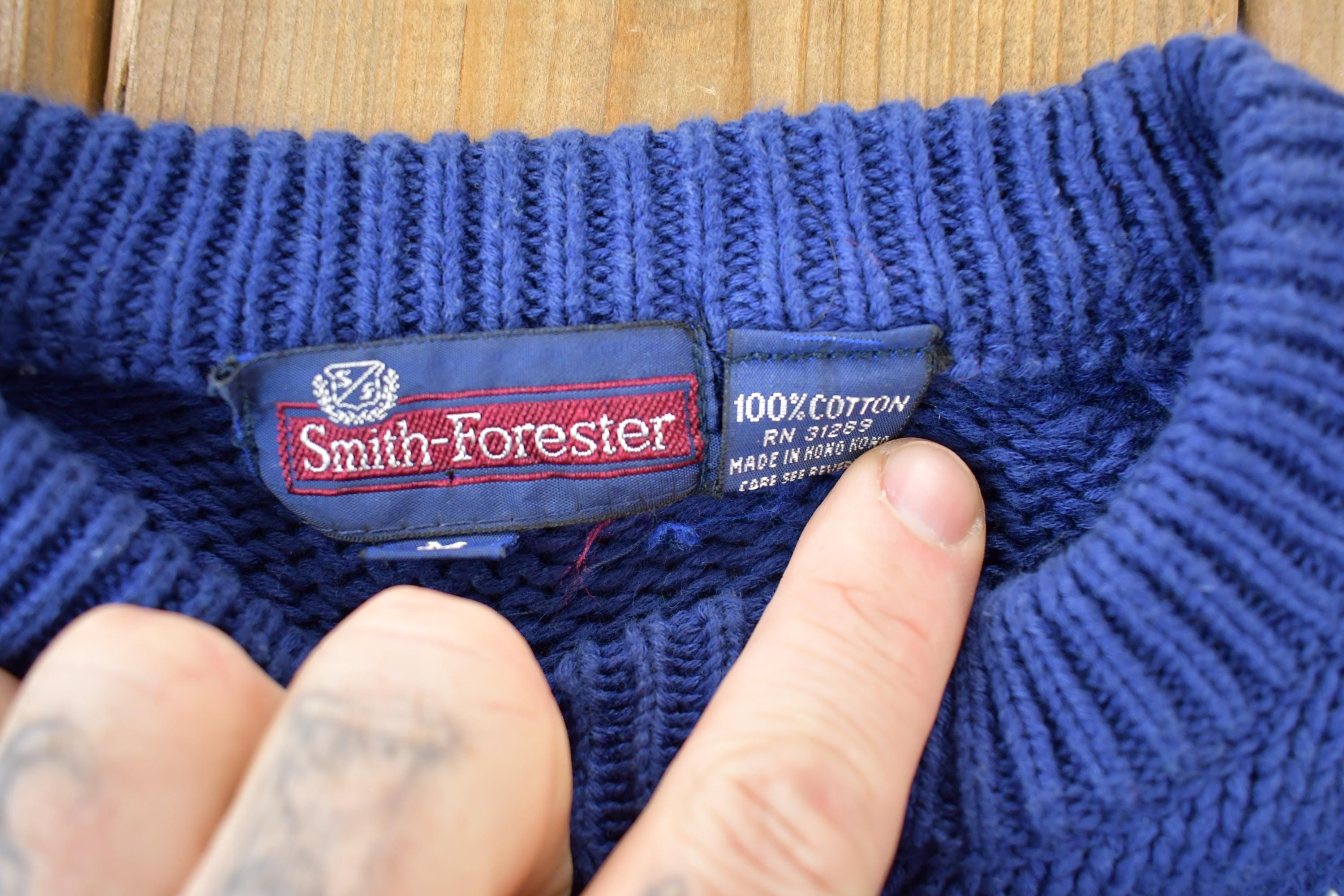 Vintage 1990s Smith Forester 100% Cotton Knit Crewneck Sweater