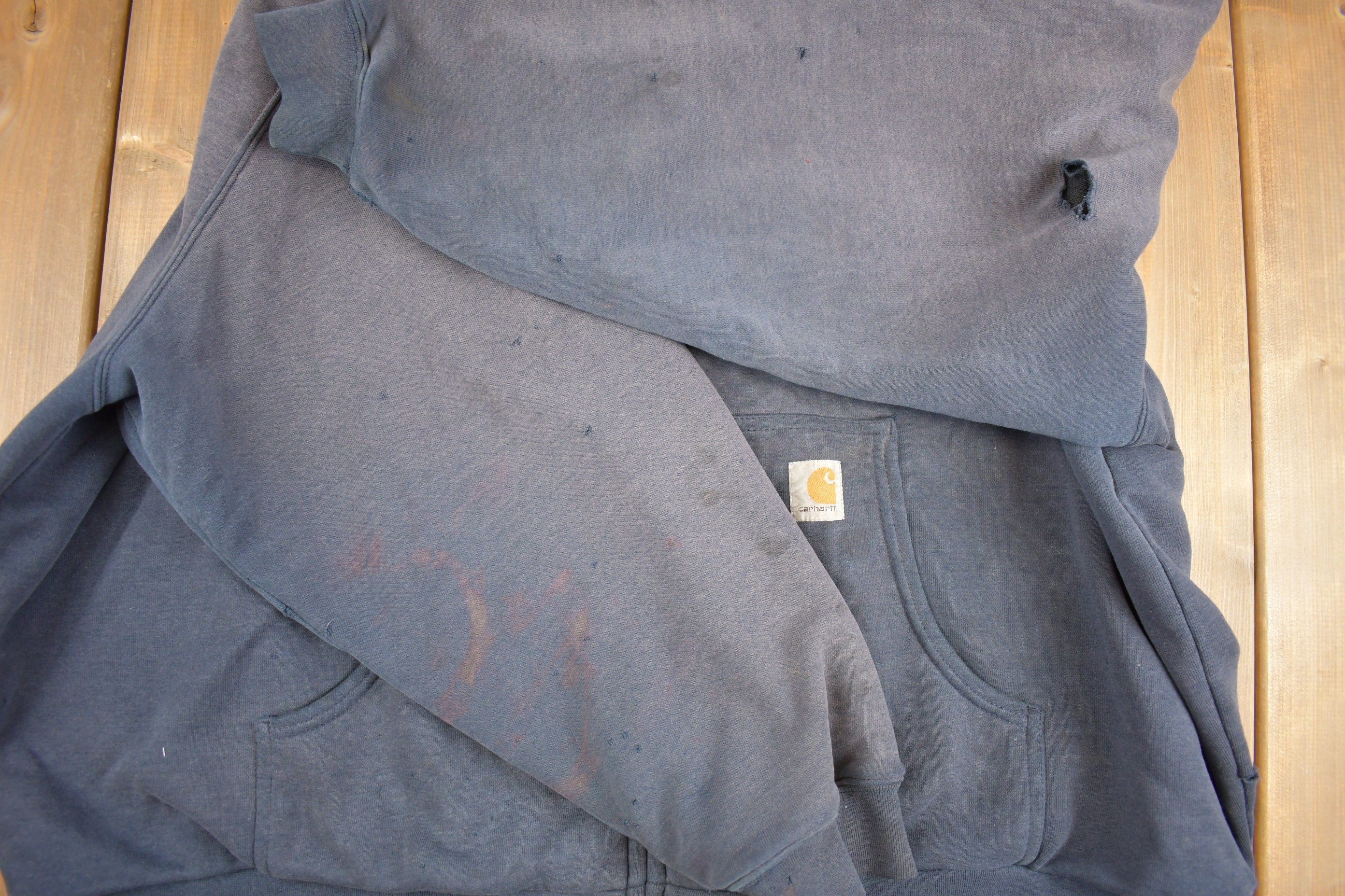 Vintage Y2K Distressed Carhartt Thermal Lined Hoodie Sweatshirt