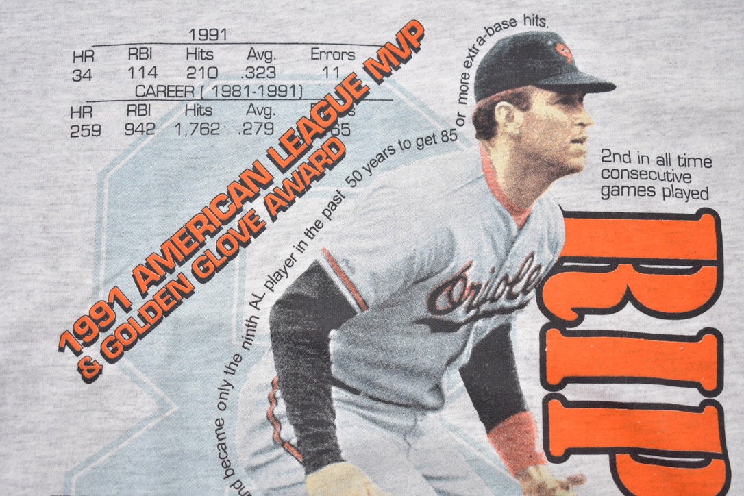 Vintage 1992 Baltimore Orioles Cal Ripkin All Star MVP MLB Single Stitch T-Shirt American Baseball