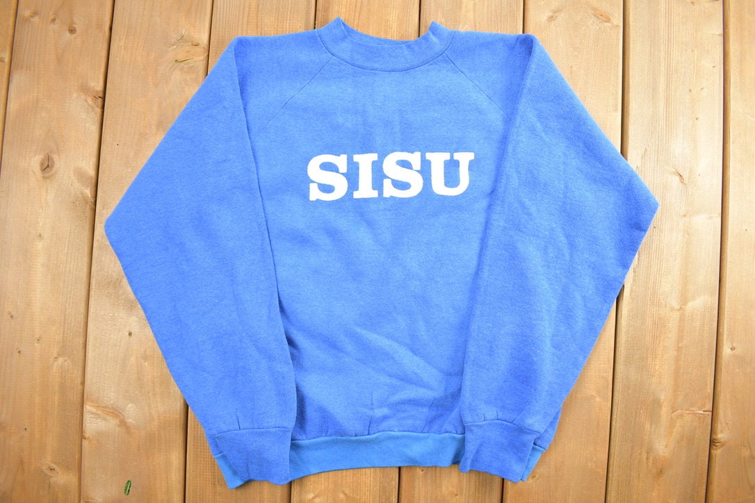 Vintage 1990s Blue Sisu Graphic Crewneck Sweatshirt