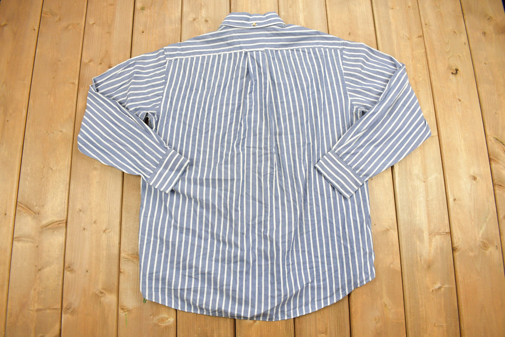 Vintage 1990s The Fox Collections Blue Striped Button Up Shirt