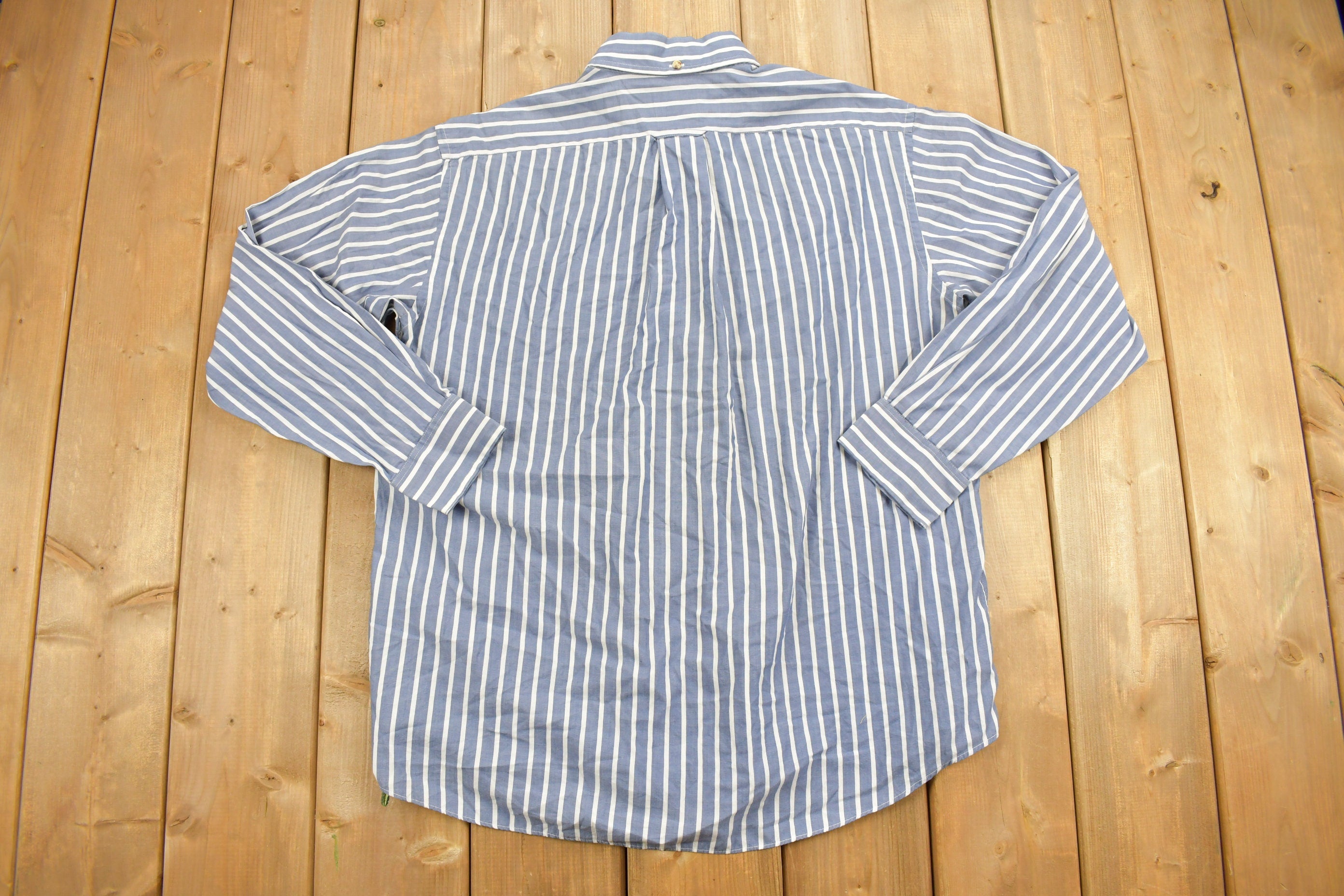 Vintage 1990s The Fox Collections Blue Striped Button Up Shirt