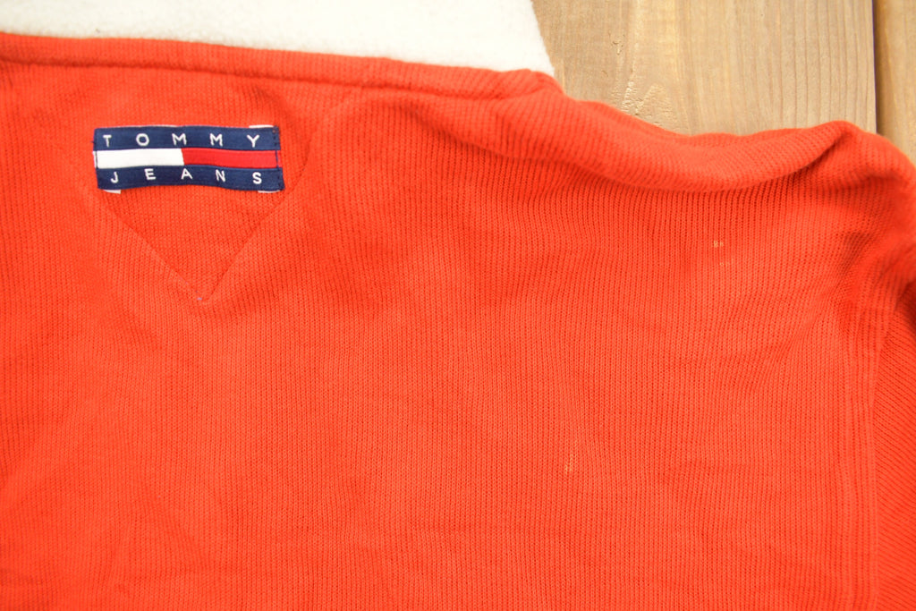 Vintage 1990s Tommy Hilfiger Orange Fleece Sweater
