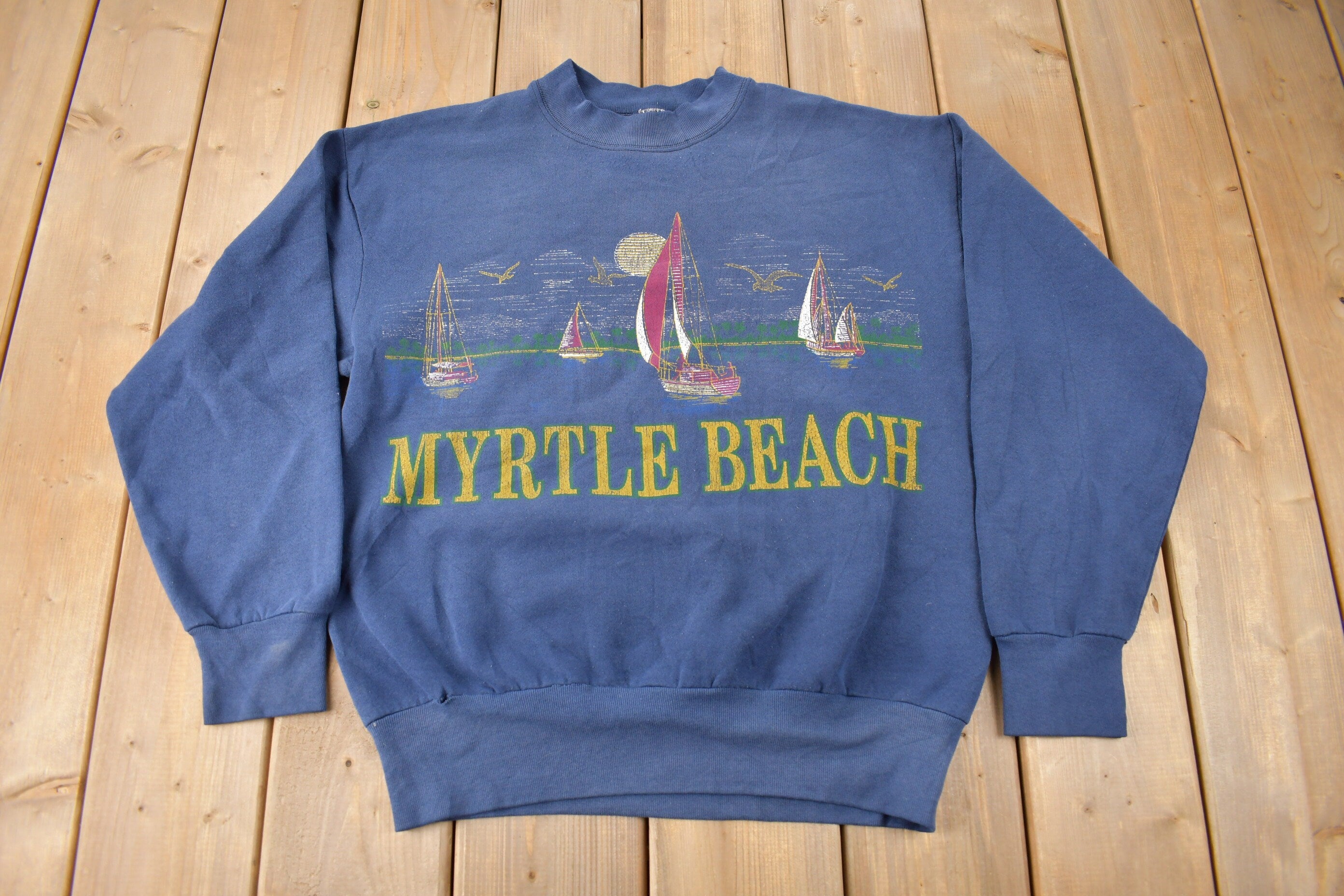 Vintage 1990s Myrtle Beach Double Sided Souvenir Crewneck Sweatshirt Made In USA